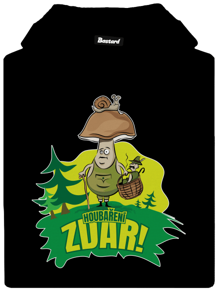Houbaření zdar pánská mikina klokanka Black