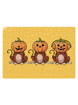 Halloween opičky puzzle White