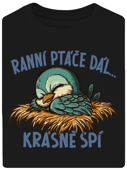 Ranní ptáče spí unisex tričko oversized Black