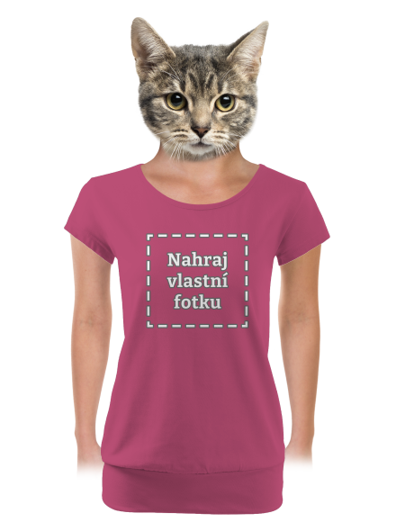 Vlastní potisk dámské tričko s lemem Magenta