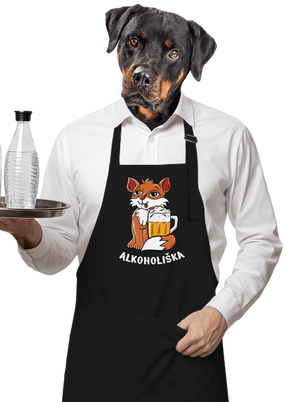 Pivní Alkoholiška zástěra Black