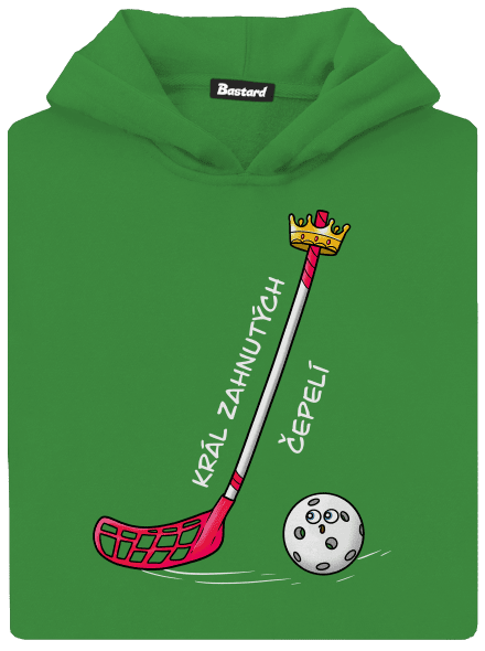 Král zahnutých čepelí - florbal dětská mikina klokanka Kelly Green AWD