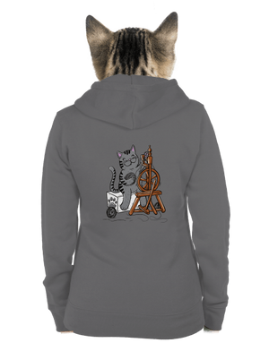 Kočka přede dámská mikina na zip Steel Gray