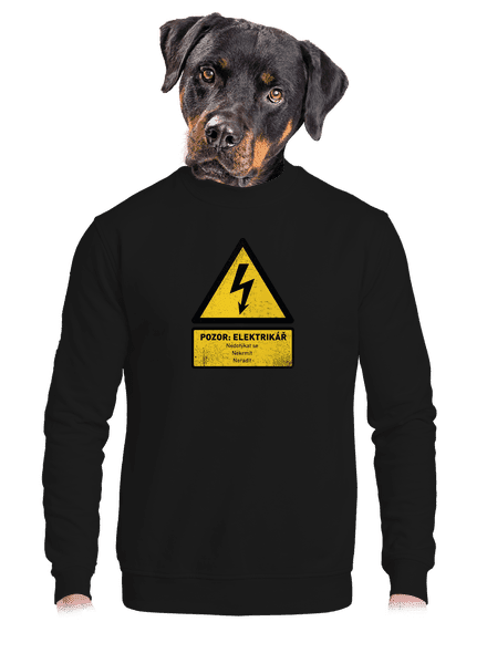Pozor elektrikář unisex mikina bez kapuce Black