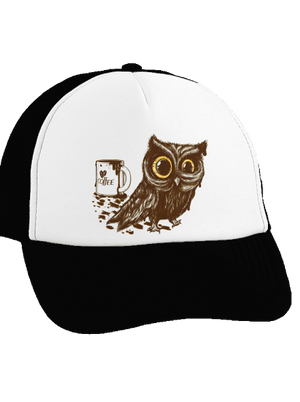 Sova na kofeinu kšiltovka truckerka Black cap