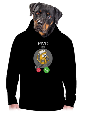 Pivo volá pánská mikina klokanka Black