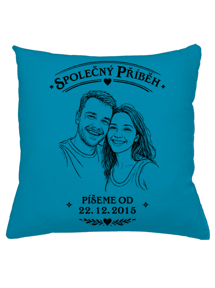 Společný příběh z vlastní fotky polštář Blue Turquoise