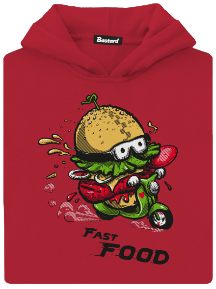 Fast Food dětská mikina klokanka Fire Red
