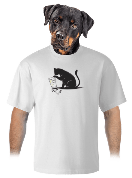 Kočka a sklenice unisex tričko oversized White