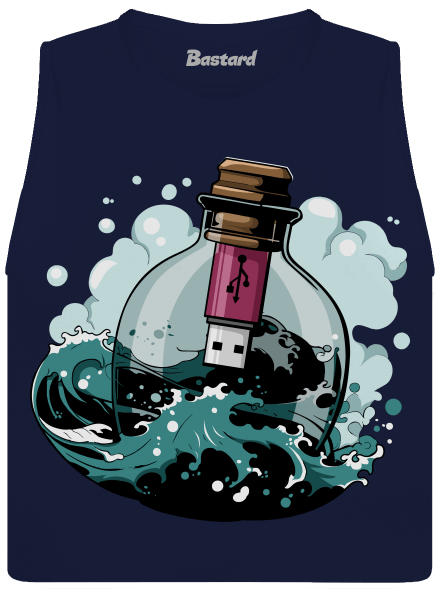 USB vzkaz v láhvi dámské tílko volné Navy