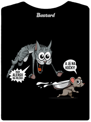 Alergická kočka a myš dámské tričko s lemem Black