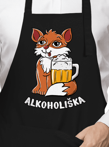 Pivní Alkoholiška zástěra Black