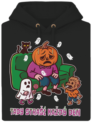 Tady straší každý den unisex mikina premium Dark Black