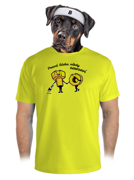 Pravá láska pánské sportovní tričko Neon Yellow