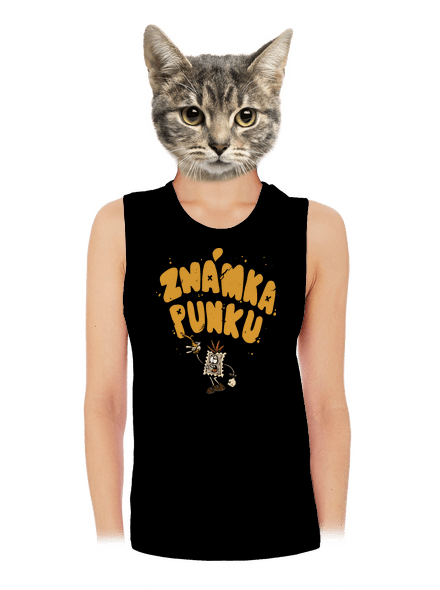 Vylitá známka punku  dámské tílko volné Black
