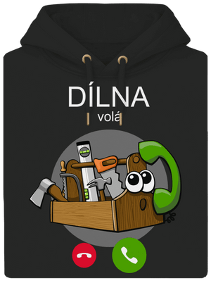 Dílna volá unisex mikina premium Dark Black