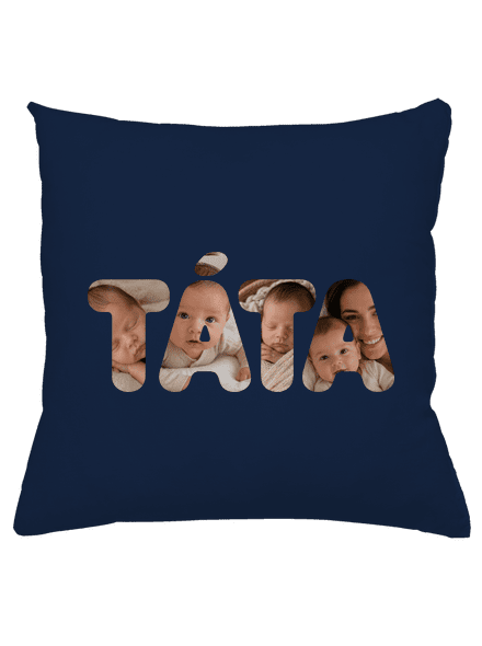 Nápis táta z vlastních fotek polštář Dark Navy