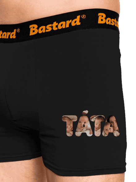 Nápis táta z vlastních fotek boxerky Black