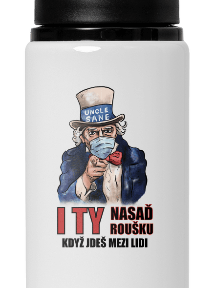 Nasaď roušku lahev na vodu White