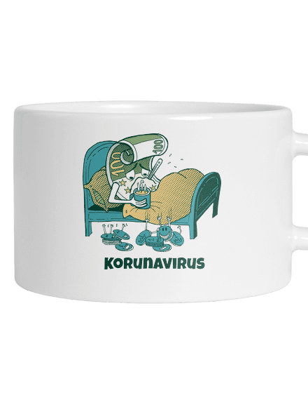 Korunavirus v posteli hrnek makronka White