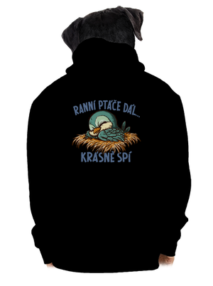 Ranní ptáče spí pánská mikina na zip Black