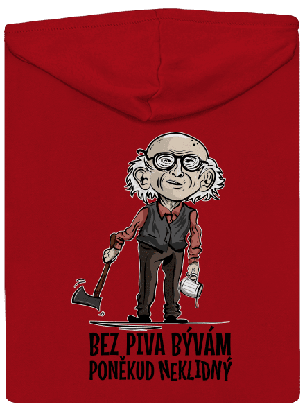 Neklidný bez piva pánská mikina na zip Red