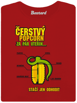 Čerstvý popcorn dámské tričko s lemem Red Mal