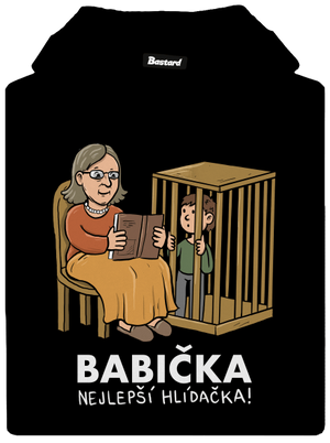 Babička hlídačka pánská mikina klokanka Black