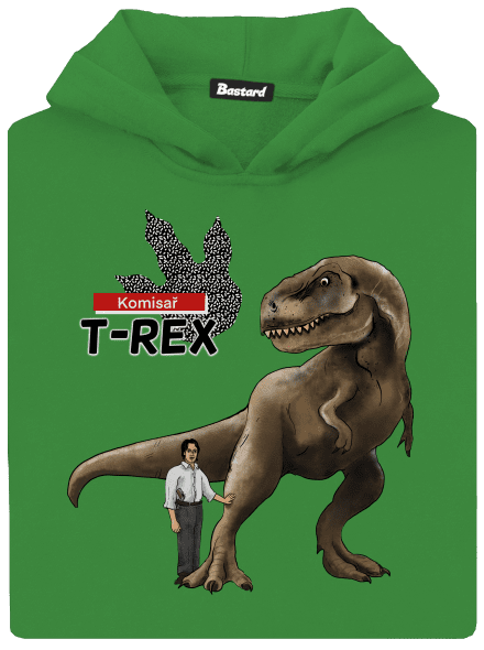 Komisař T-Rex dětská mikina klokanka Kelly Green AWD