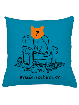 Bydlím u své kočky polštář Blue Turquoise