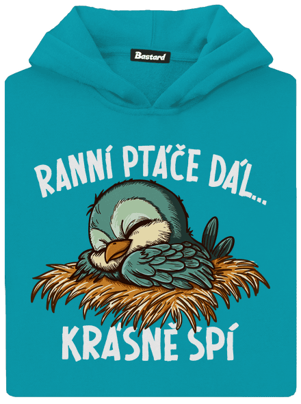 Ranní ptáče spí dětská mikina klokanka Hawaiian Blue