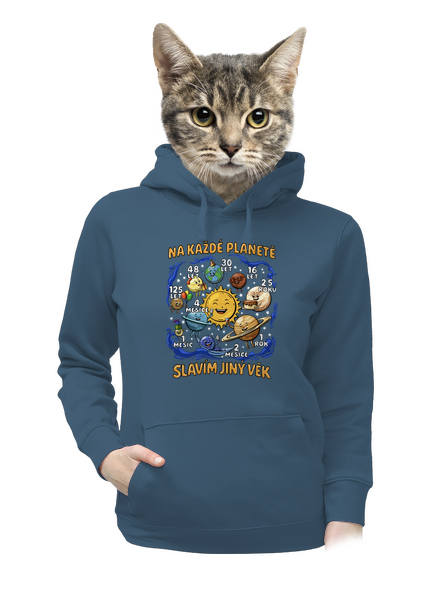 Věk na planetách dámská mikina klokanka Denim