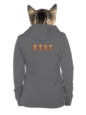 Opička s mobilem dámská mikina na zip Steel Gray