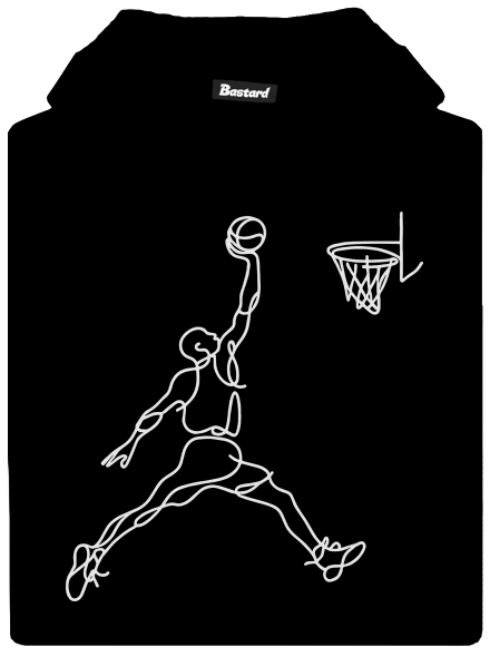 One line slam dunk dětská mikina klokanka Black