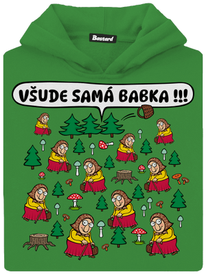 Všude samá babka dětská mikina klokanka Kelly Green AWD