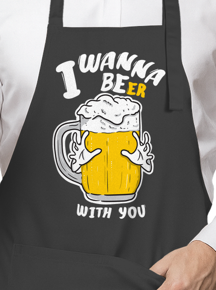 I wanna beer zástěra Dark Grey