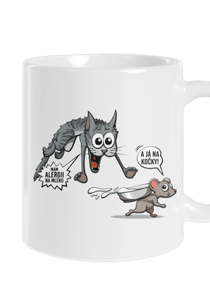 Alergická kočka a myš klasický hrnek White
