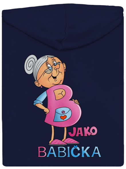 B jako babička pánská mikina na zip Navy