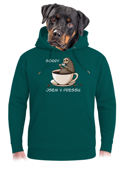 V pressu unisex mikina premium Emerald Green