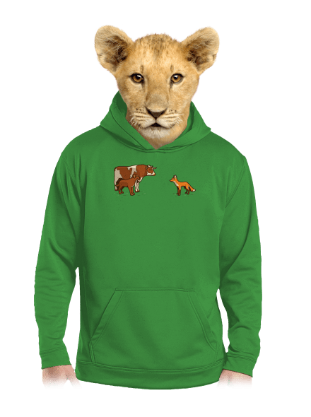 Vůl, pes a vulpes dětská mikina klokanka Kelly Green AWD