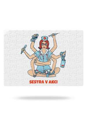 Sestra v akci puzzle White