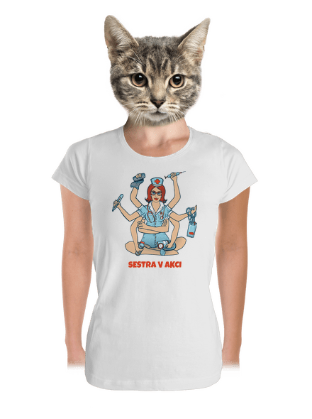 Sestra v akci dámské tričko premium White
