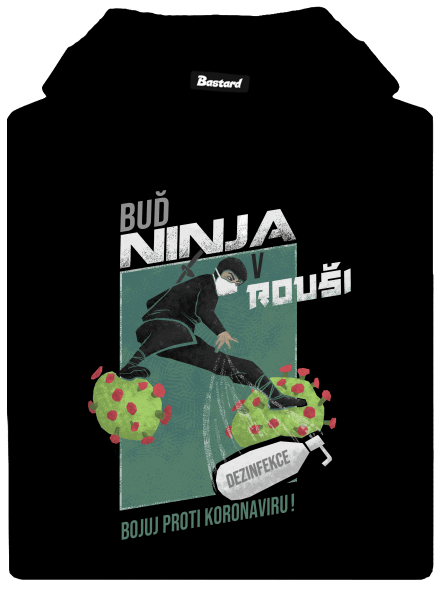 Ninja v rouši pánská mikina klokanka Black
