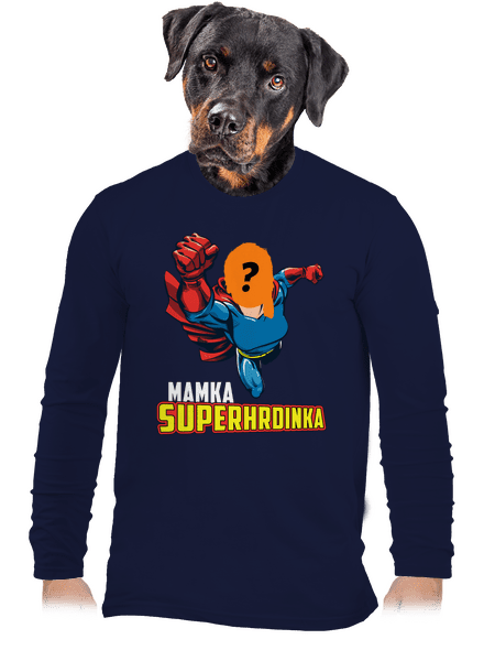 Mamka superhrdinka pánské dlouhý rukáv Navy