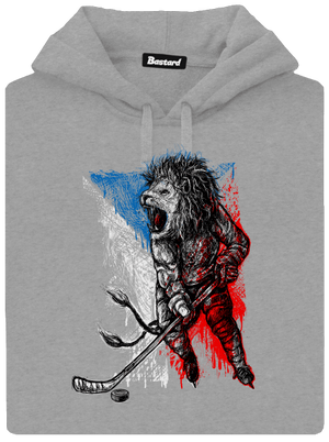 Hokejový lev pánská mikina klokanka Light Melange