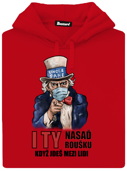 Nasaď roušku pánská mikina klokanka Red