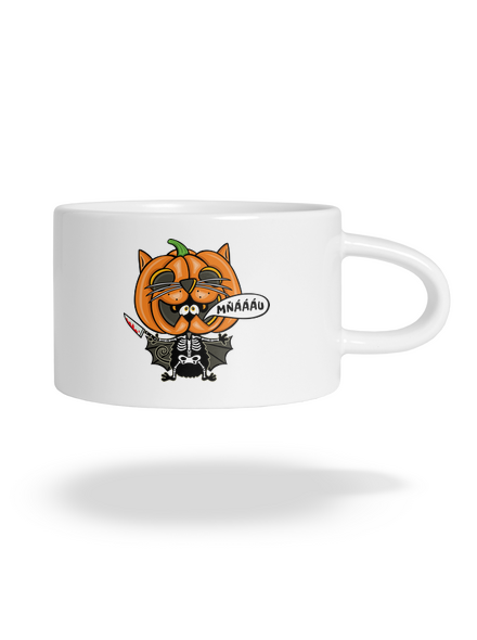 Halloweenská kočička hrnek makronka White