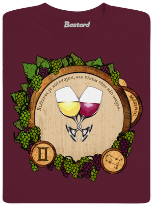 Vinný horoskop: Blíženec pánské tričko Burgundy
