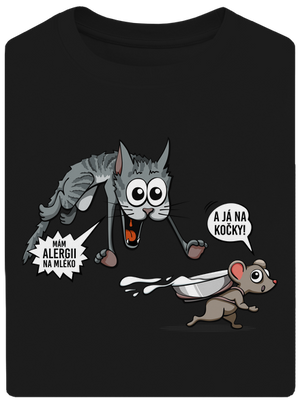 Alergická kočka a myš unisex tričko oversized Black