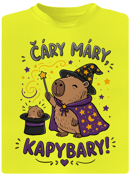 Čáry máry kapybary dětské sportovní tričko Neon Yellow